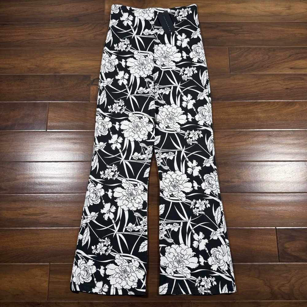 Bryn Walker Women's Size Large Floral Modal Ponti High Waist Flare Leg Pants